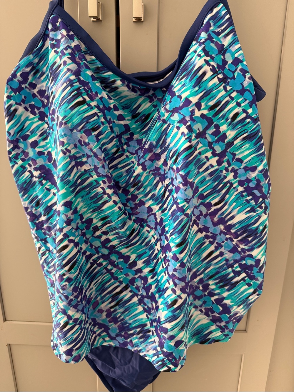 Maxine of Hollywood Teal, Turquoise & Navy Printed Swim Tank